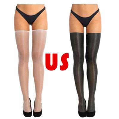 US Women Thigh High Stockings Mesh Sheer Anti-skid Full-footed Tights Pantyhose